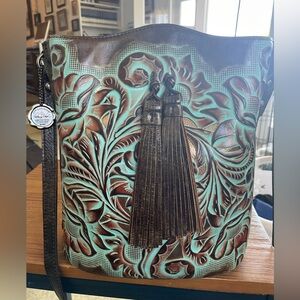 Patricia Nash tooled Turquoise Bucket Bag